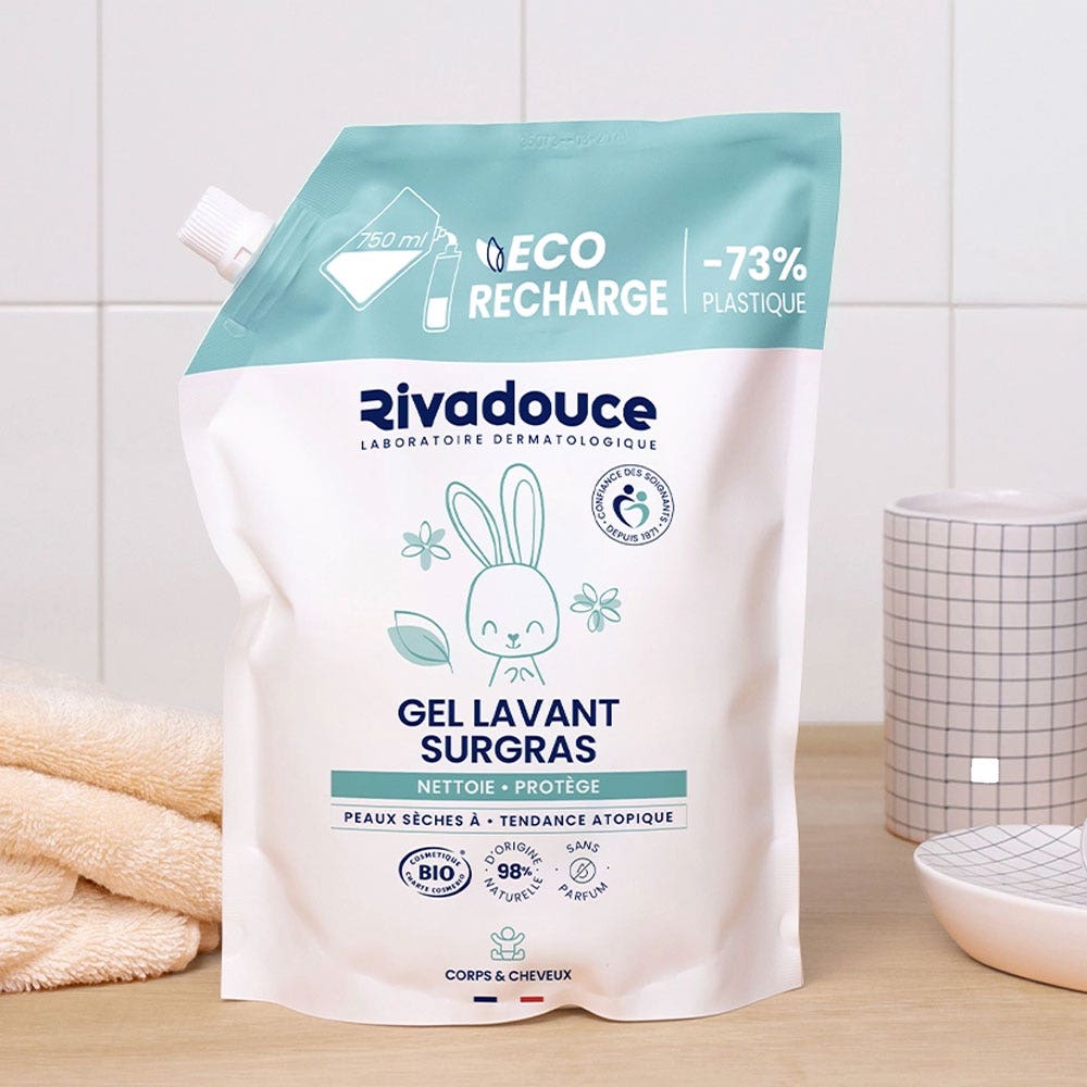 Rivadouce Écorecharge Gel lavant surgras Bio Sans parfum 1L