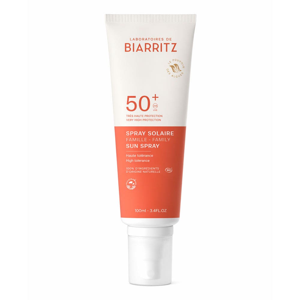 Laboratoires De Biarritz Sun care Family SPF50+ organic sun spray Très haute protection naturelle 100ml (3.38fl oz)