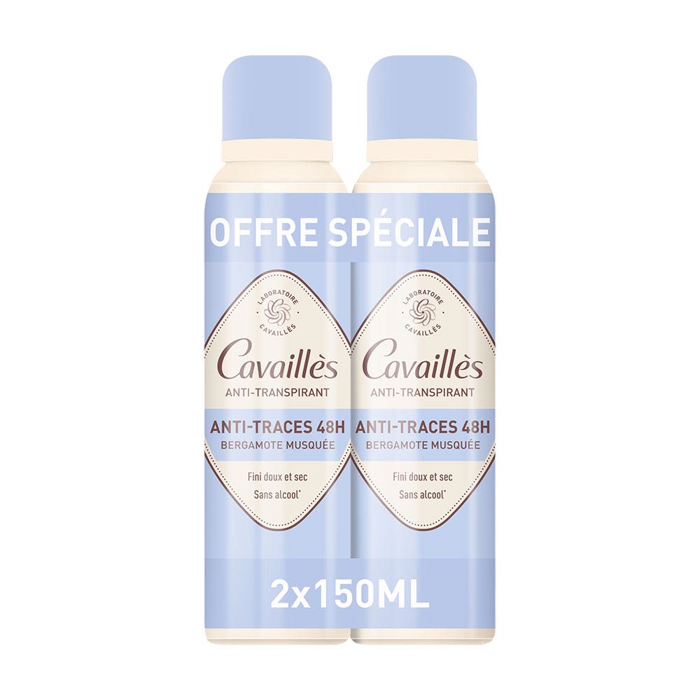 Cavaillès Absorb + Deodorant Absorb+ Anti-perspirant 48h 2x150ml (5.07fl oz)