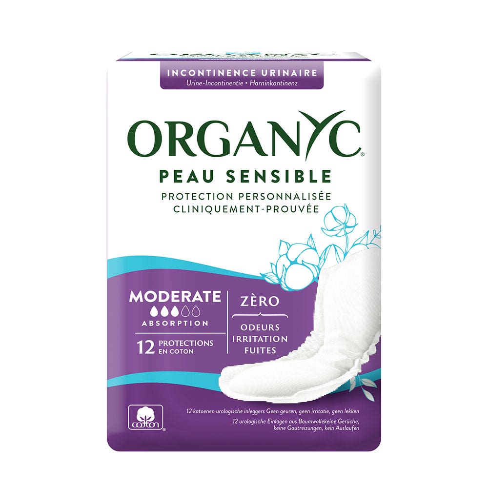 Organyc Normal bladder weakness pads Mild incontinence x12
