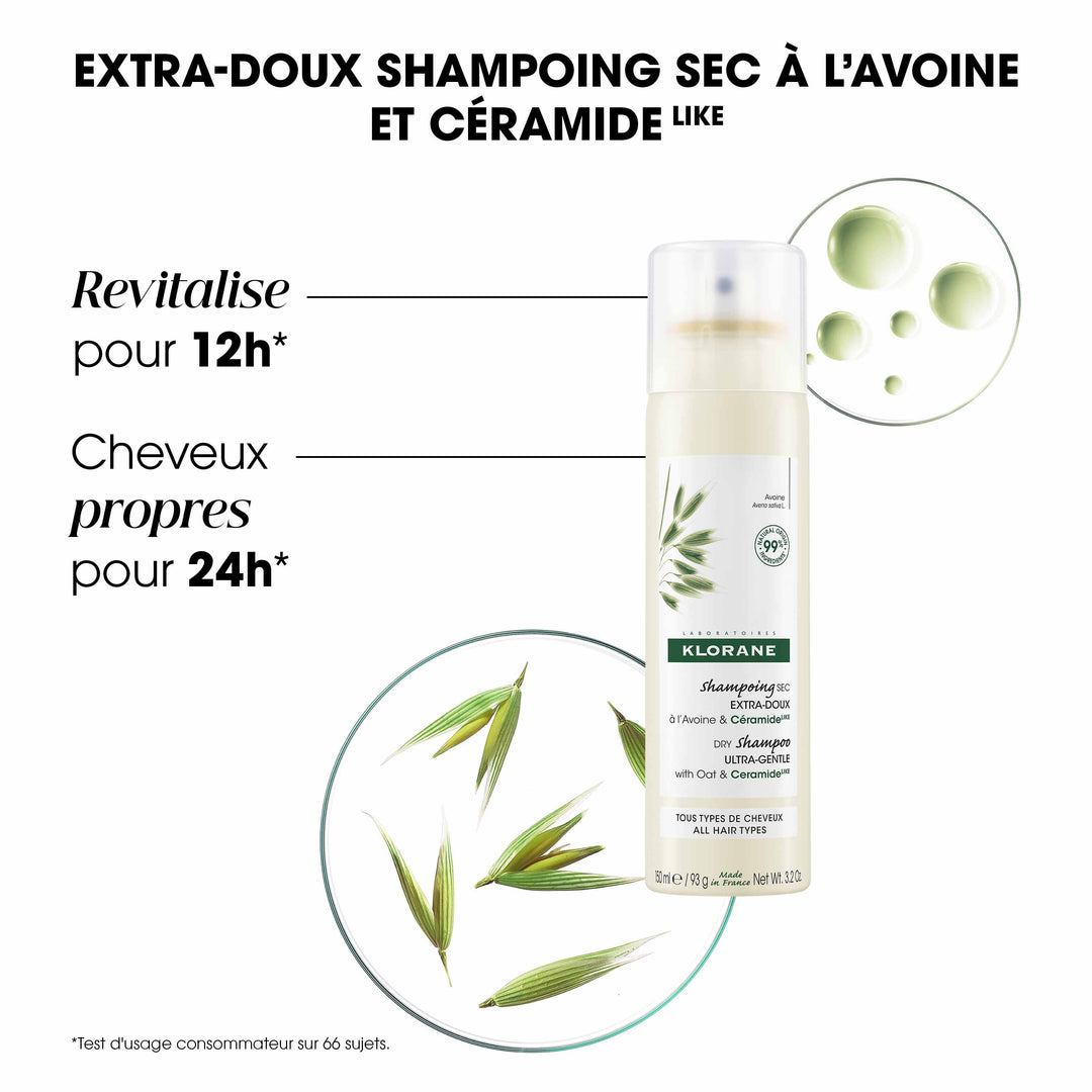 Klorane Oat Milk Oatmilk Gentle Dry Shampoo Spray All Hair Types A L'Avoine et Céramide 150ml (5.07fl oz)