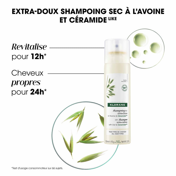 Klorane Oat Milk Oatmilk Gentle Dry Shampoo Spray All Hair Types A L'Avoine et Céramide 150ml (5.07fl oz)