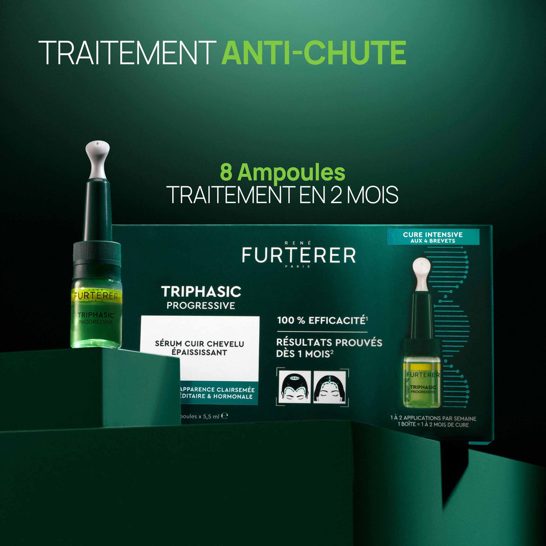 René Furterer Triphasic Progressive anti-hair loss treatment longer, denser hair 8 ampoules