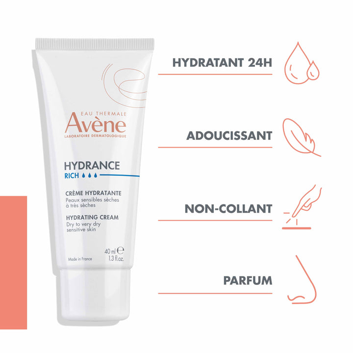 Avène Hydrance Rich Moisturizer 40ml (1.35fl oz) for Sensitive Dry to Very Dry Skin