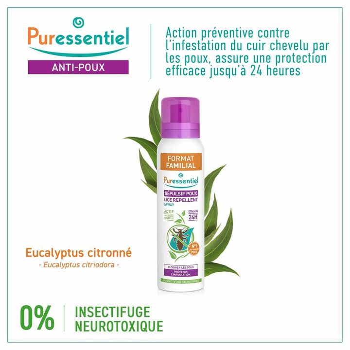 Puressentiel Anti-Lice Lice Repellent Spray Family Size 200 ml (6.76fl oz)