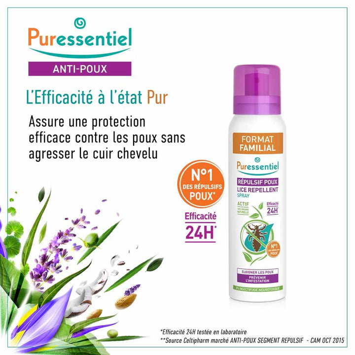 Puressentiel Anti-Lice Lice Repellent Spray Family Size 200 ml (6.76fl oz)
