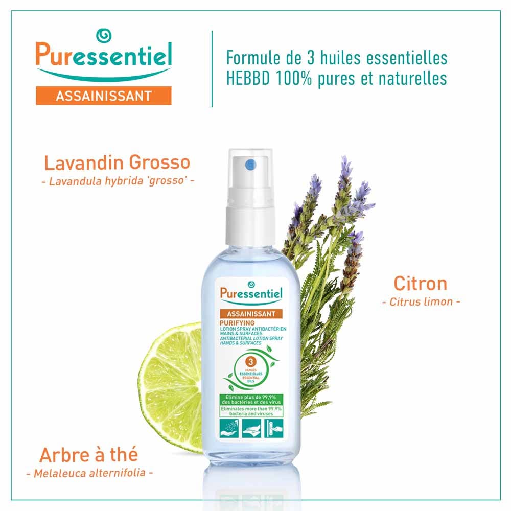 Puressentiel Sanitizing Antibacterial Spray For Hands And Surfaces Puressentiel 80ml (2.71fl oz)