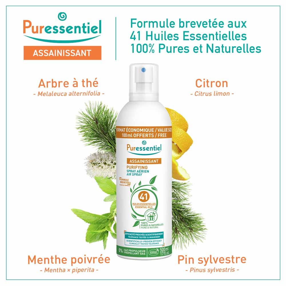 Puressentiel Sanitizing Purifying Air Spray With 41 Essentials Oils 500ml (16.91fl oz)
