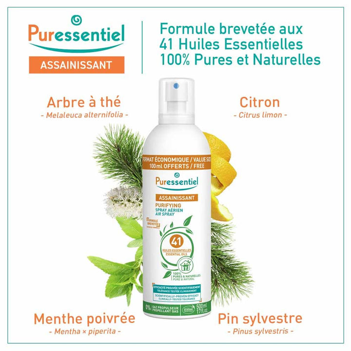 Puressentiel Sanitizing Purifying Air Spray With 41 Essentials Oils 500ml (16.91fl oz)
