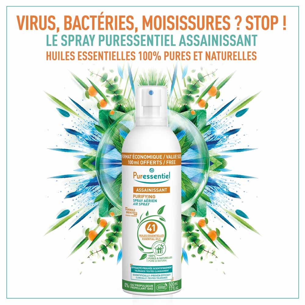 Puressentiel Sanitizing Purifying Air Spray With 41 Essentials Oils 500ml (16.91fl oz)