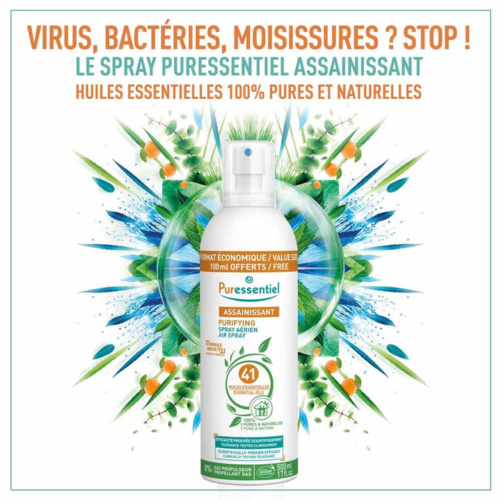 Puressentiel Sanitizing Purifying Air Spray With 41 Essentials Oils 500ml (16.91fl oz)