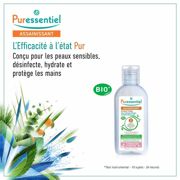 Puressentiel Sanitizing Anti-bacterial Gel "Sensitive Skin 80ml (2.71fl oz)