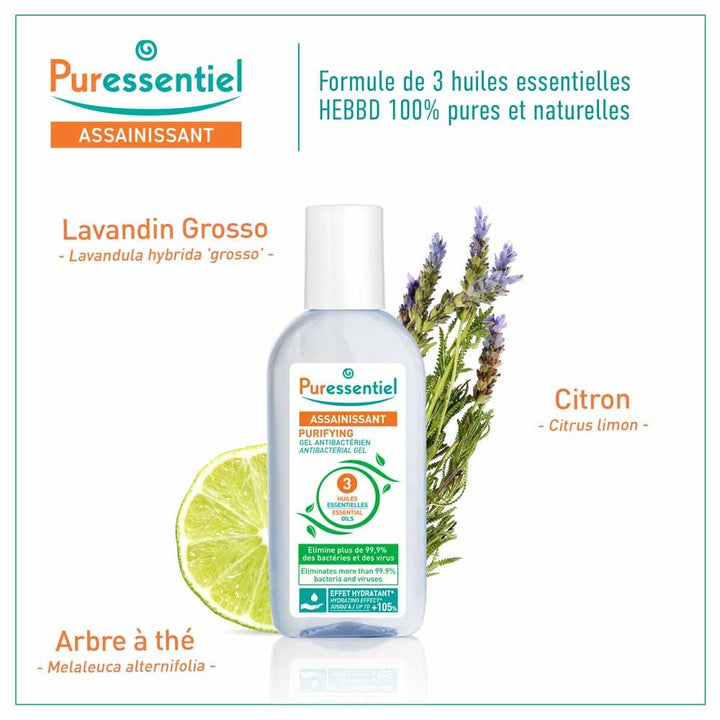 Puressentiel Sanitizing Antibacterial gel with 3 essential oils 80ml (2.71fl oz)