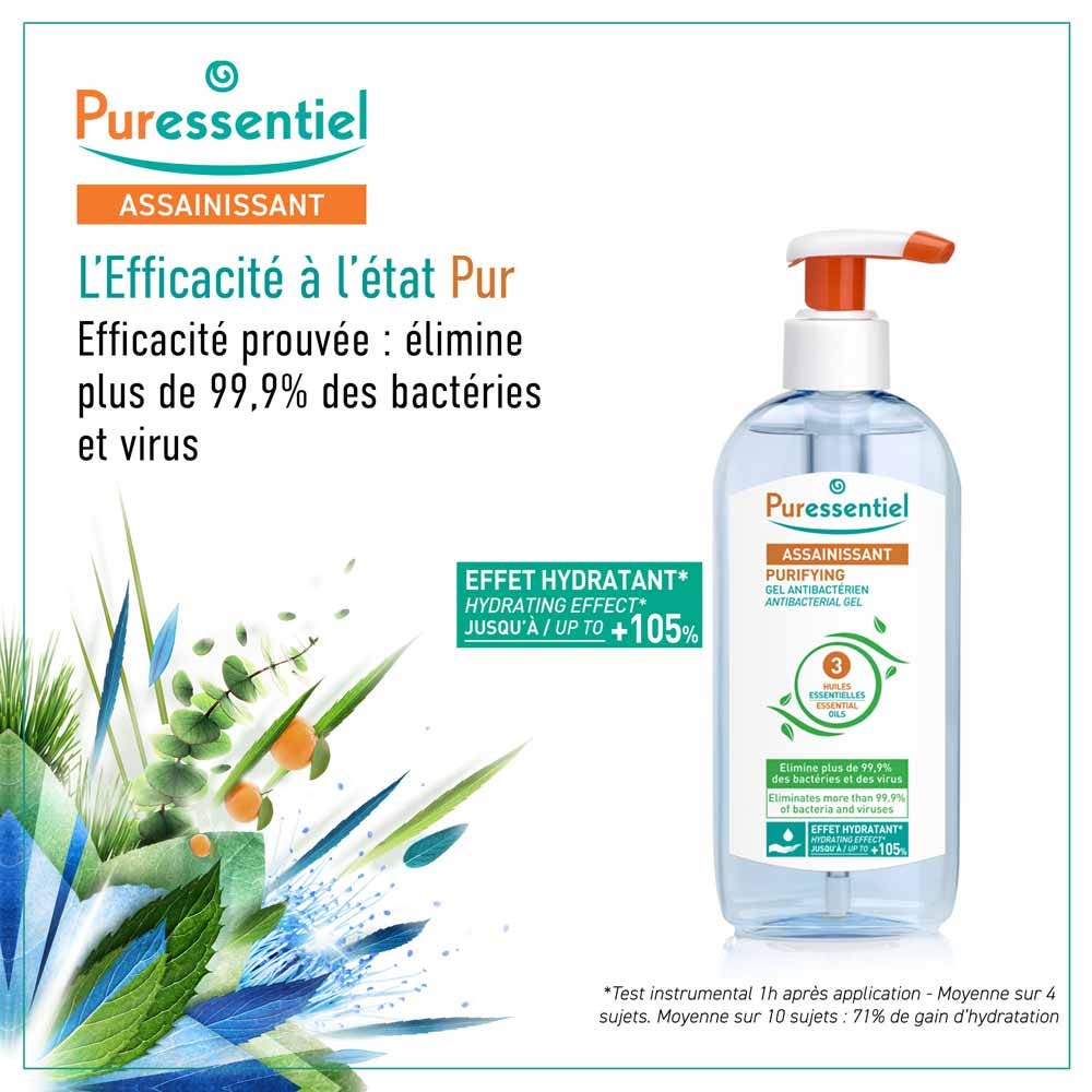 Puressentiel Essential Oils Cleansing antibacterial hand gel with 3 essential oils 250ml (8.45fl oz)