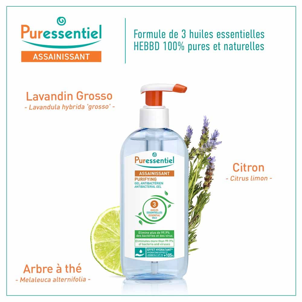 Puressentiel Essential Oils Cleansing antibacterial hand gel with 3 essential oils 250ml (8.45fl oz)