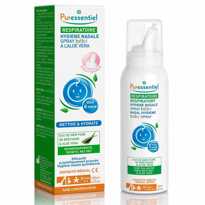 Puressentiel Respiratory Hygiene Nasal Spray Baby Water and Aloe Vera 120ml (4.06fl oz)