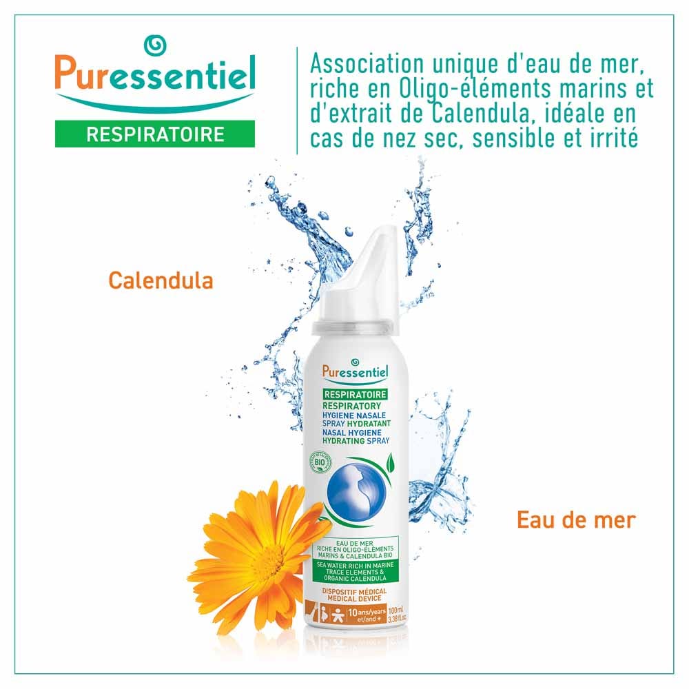 Puressentiel Respiratory Spray Nasal Hygiene Hydrating 100ml Breathing 100ml (3.38fl oz)