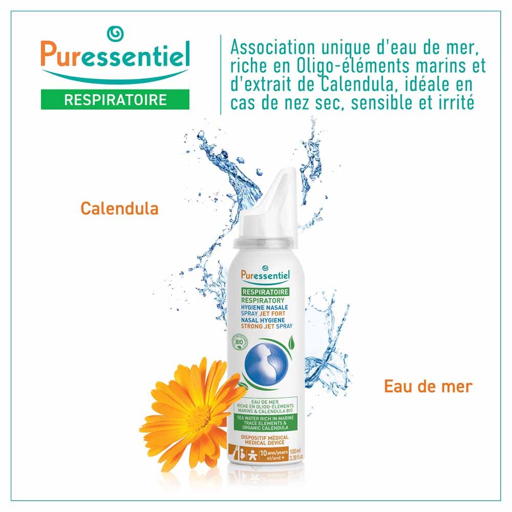 Puressentiel Respiratory Spray Nasal Hygiene "Jet Fort" 100ml Breathing 100ml (3.38fl oz)