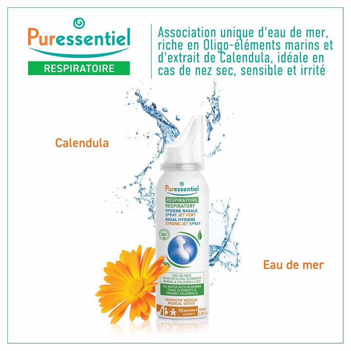 Puressentiel Respiratory Spray Nasal Hygiene "Jet Fort" 100ml Breathing 100ml (3.38fl oz)