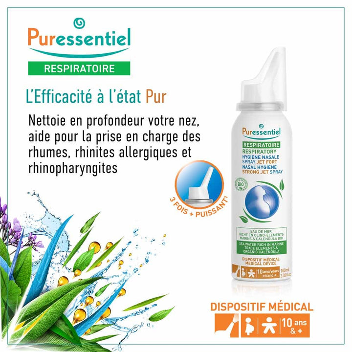 Puressentiel Respiratory Spray Nasal Hygiene "Jet Fort" 100ml Breathing 100ml (3.38fl oz)
