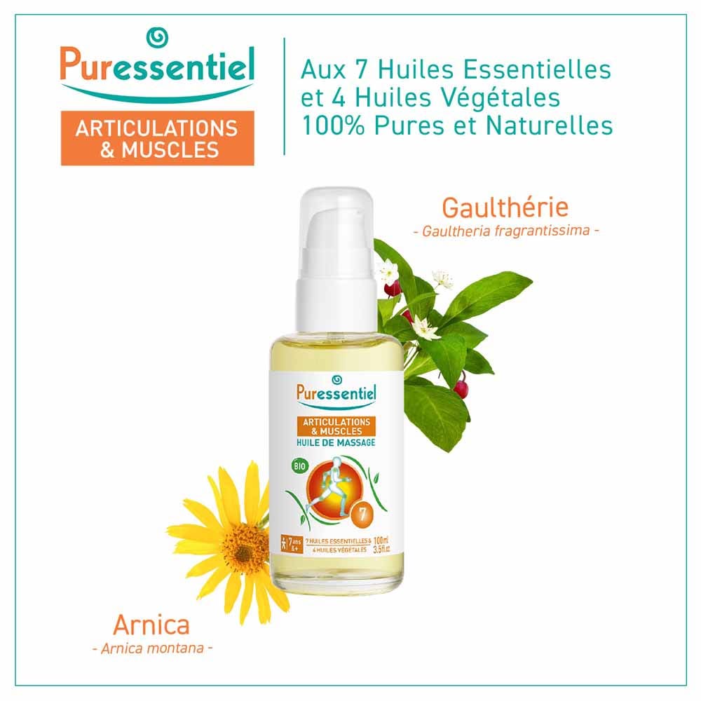 Puressentiel Joints & Muscles Bio Massage Oil Arnica et gaulthérie 100ml (3.38fl oz)