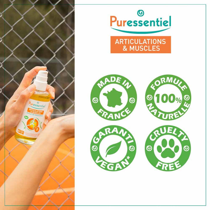 Puressentiel Joints & Muscles Bio Massage Oil Arnica et gaulthérie 100ml (3.38fl oz)