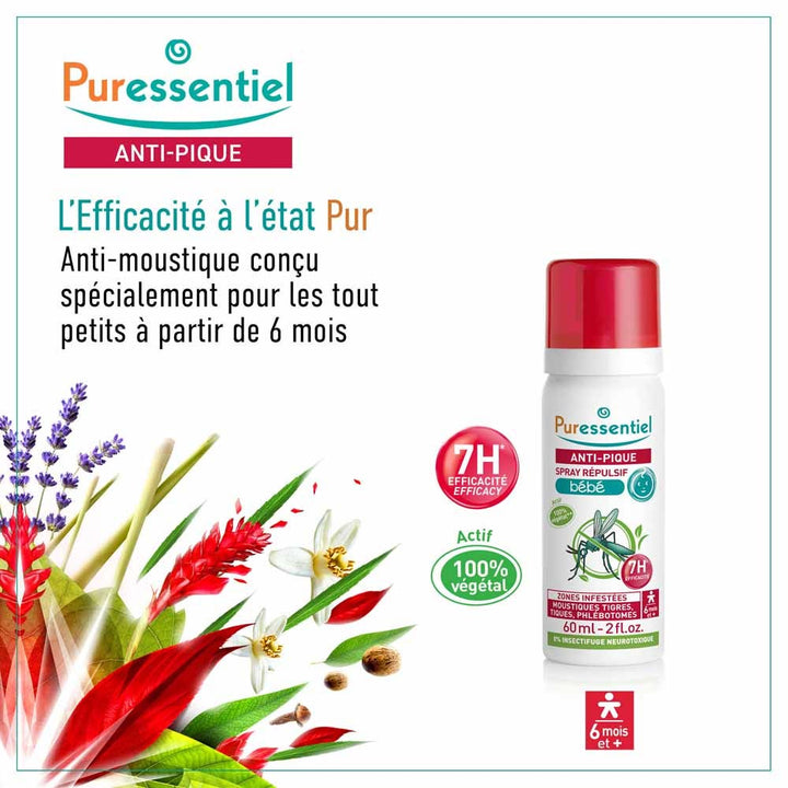 Puressentiel Repellents Baby anti-mosquito repellent spray 60 ml (2.03fl oz)