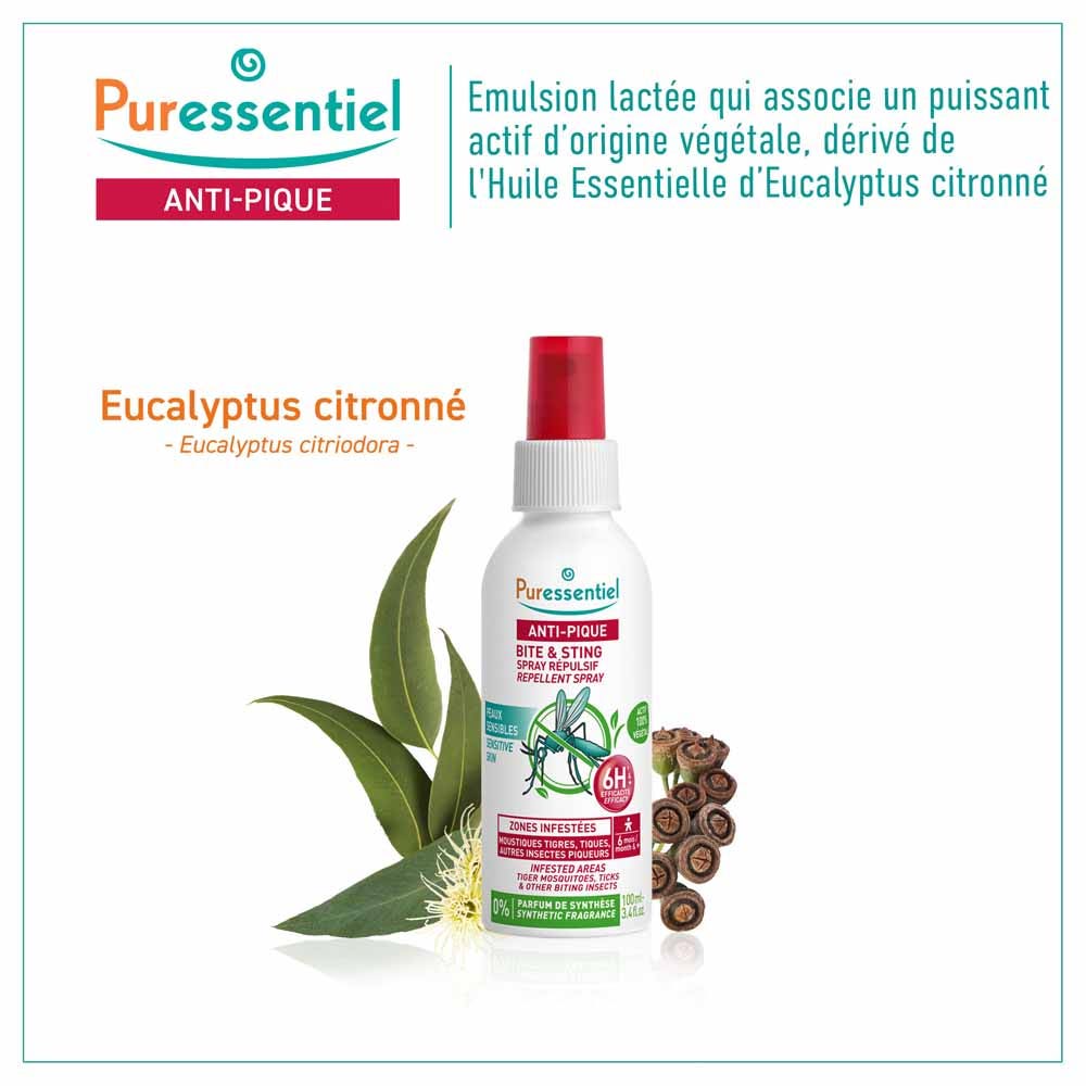Puressentiel Repellents Family Repellent Spray Bite & Sting Temperate Areas 100ml (3.38fl oz)