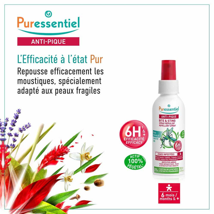 Puressentiel Repellents Family Repellent Spray Bite & Sting Temperate Areas 100ml (3.38fl oz)