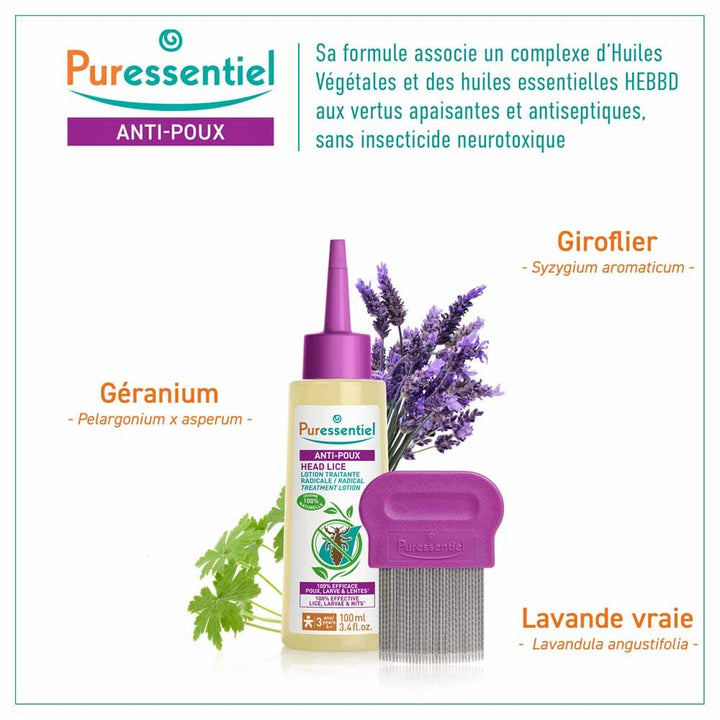 Puressentiel Anti-Lice Anti-lice Lotion + Comb 100 ml (3.38fl oz)