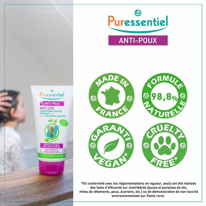 Puressentiel Anti-Lice 2-in-1 treating mask shampoo with comb 150 ml (5.07fl oz)