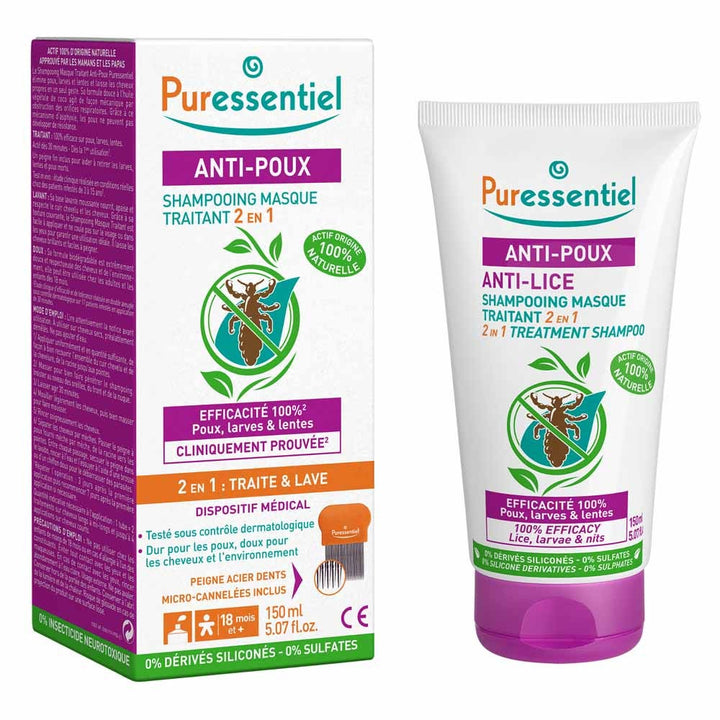 Puressentiel Anti-Lice 2-in-1 treating mask shampoo with comb 150 ml (5.07fl oz)