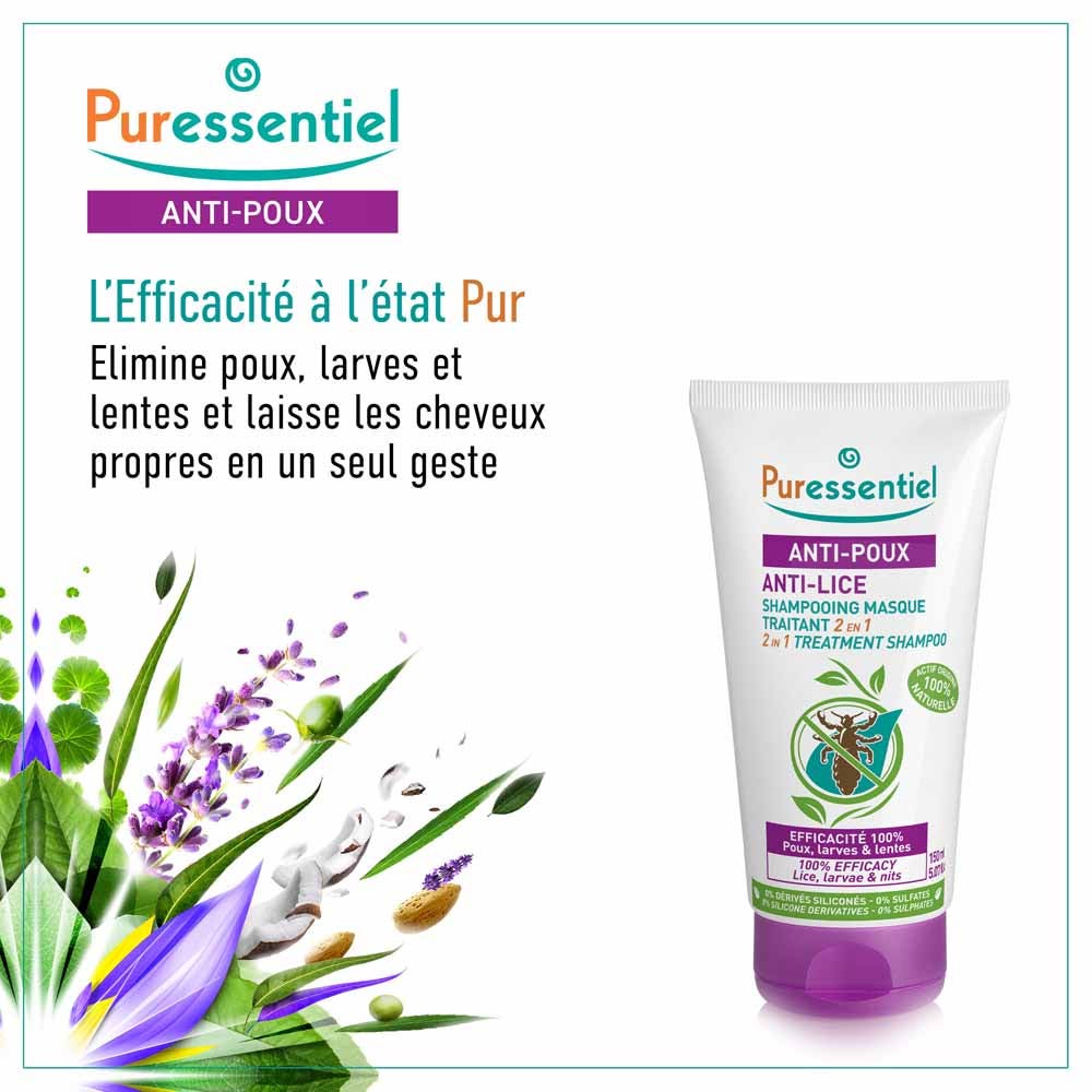 Puressentiel Anti-Lice 2-in-1 treating mask shampoo with comb 150 ml (5.07fl oz)