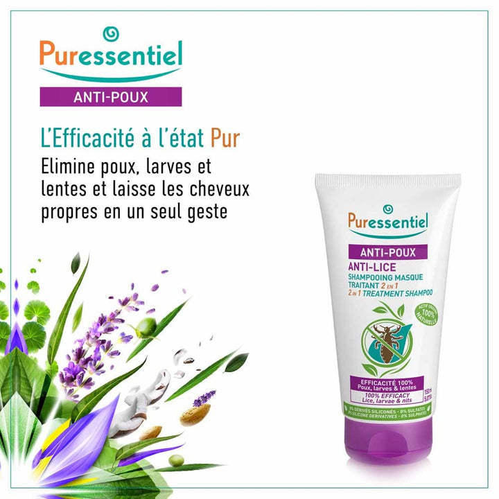 Puressentiel Anti-Lice 2-in-1 treating mask shampoo with comb 150 ml (5.07fl oz)