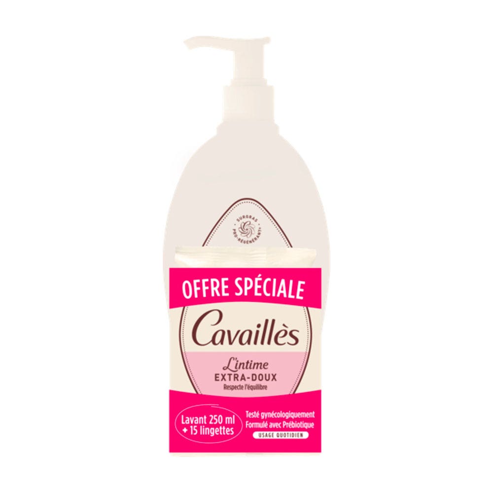 Cavaillès Intimate Dryness Extra gentle cleansing care kit with wipes 250ml (8.45fl oz)