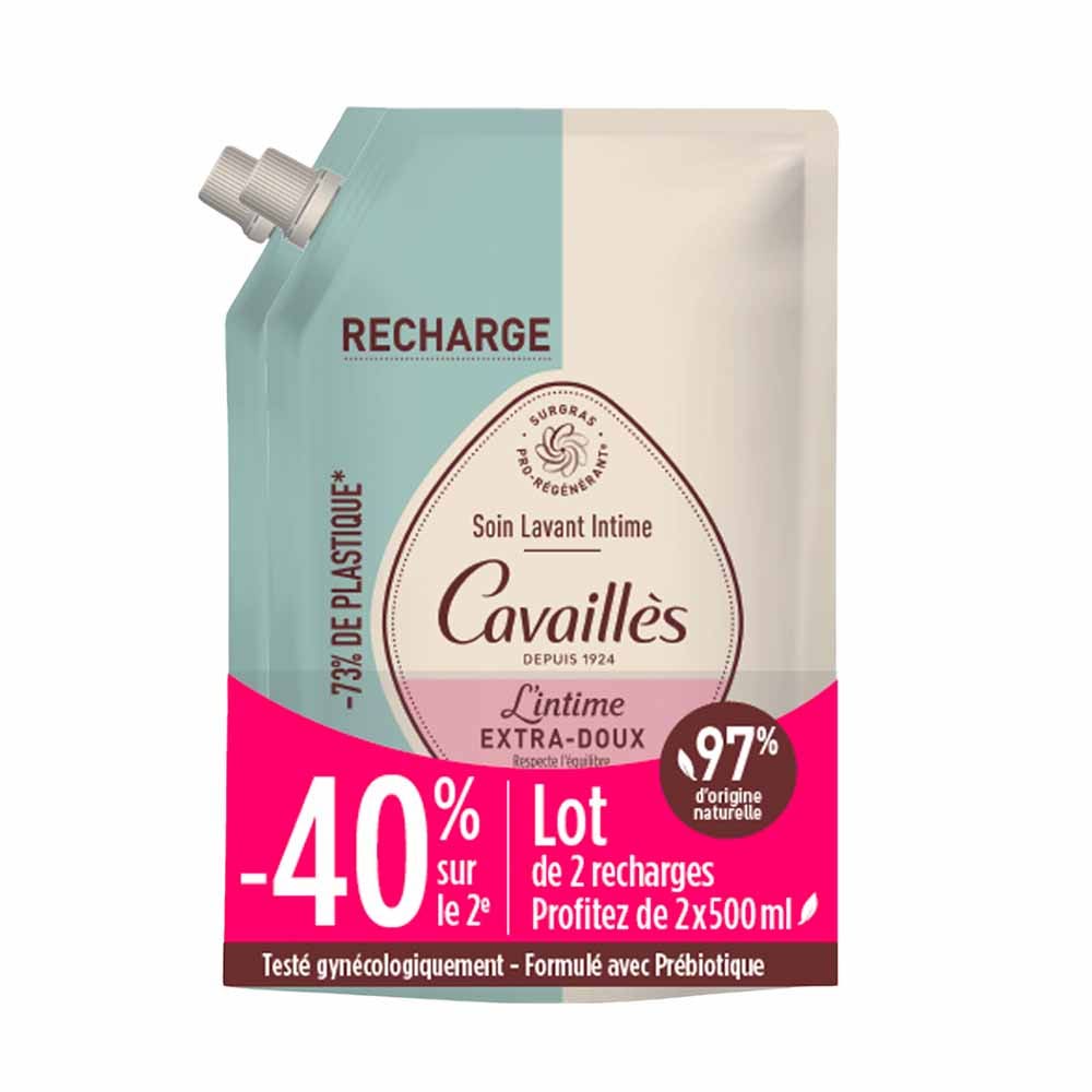 Cavaillès Intimate Dryness Eco-Refill Extra Gentle Cleansing Wash 2 x 1000ml (33.81fl oz)