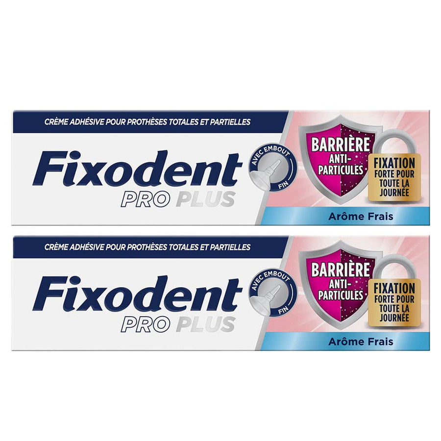 Fixodent Pro plus Adhesive Cream for Full & Partial Dentures Freshness particle barrier 2 x 70g (2.47 oz)
