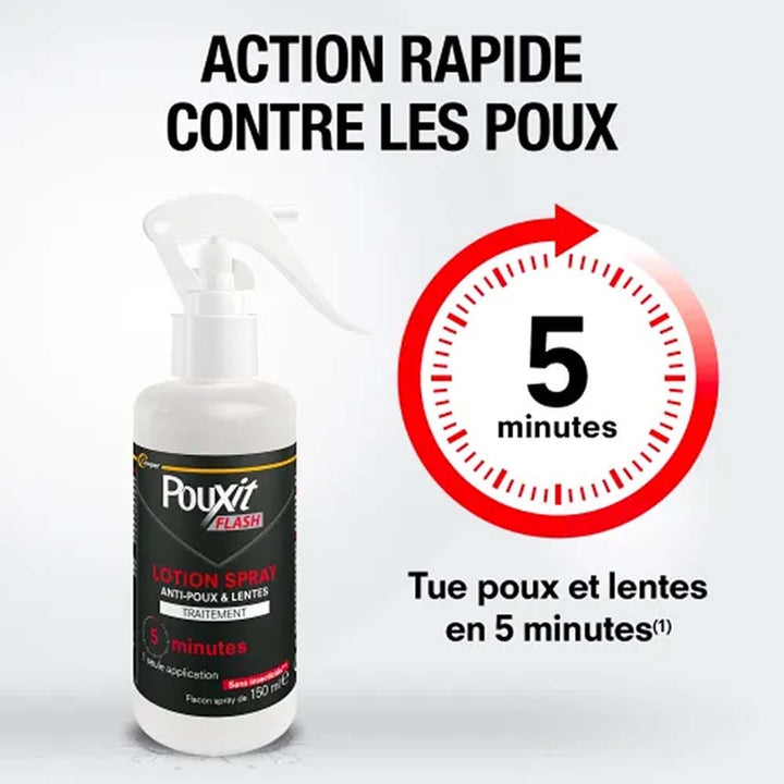 Pouxit Flash Lice and nit treatment lotion spray 150ml (5.07fl oz) - FrenchBeautyHub