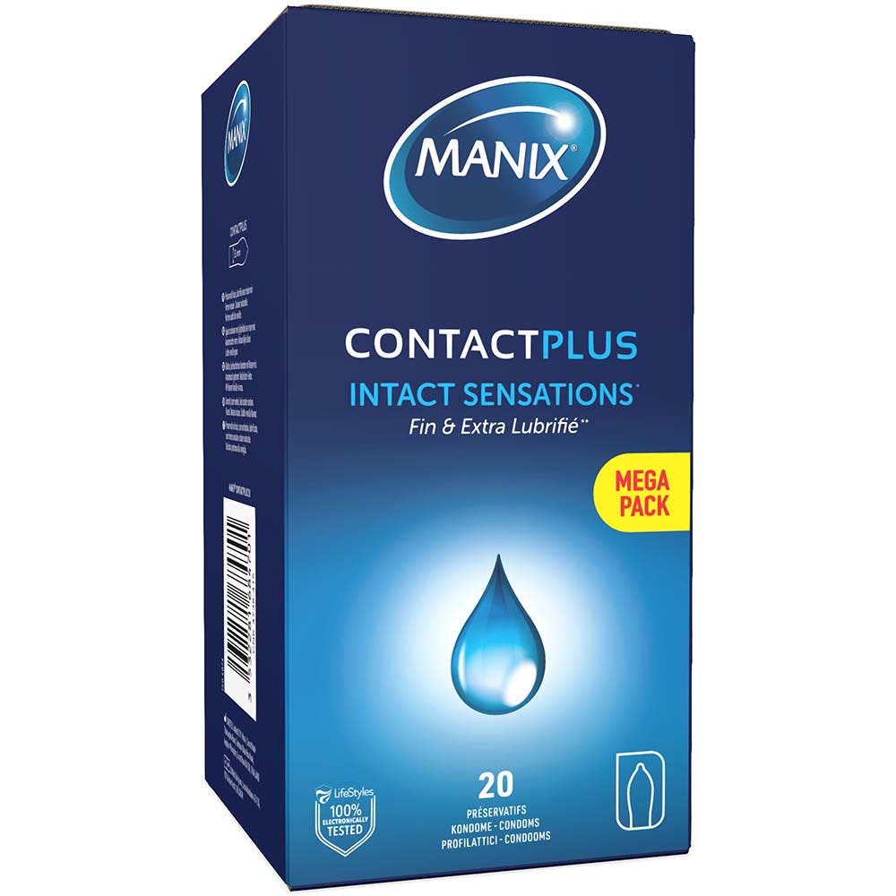 Manix Contact Plus Thin condoms with extra lubrication x24 - FrenchBeautyHub
