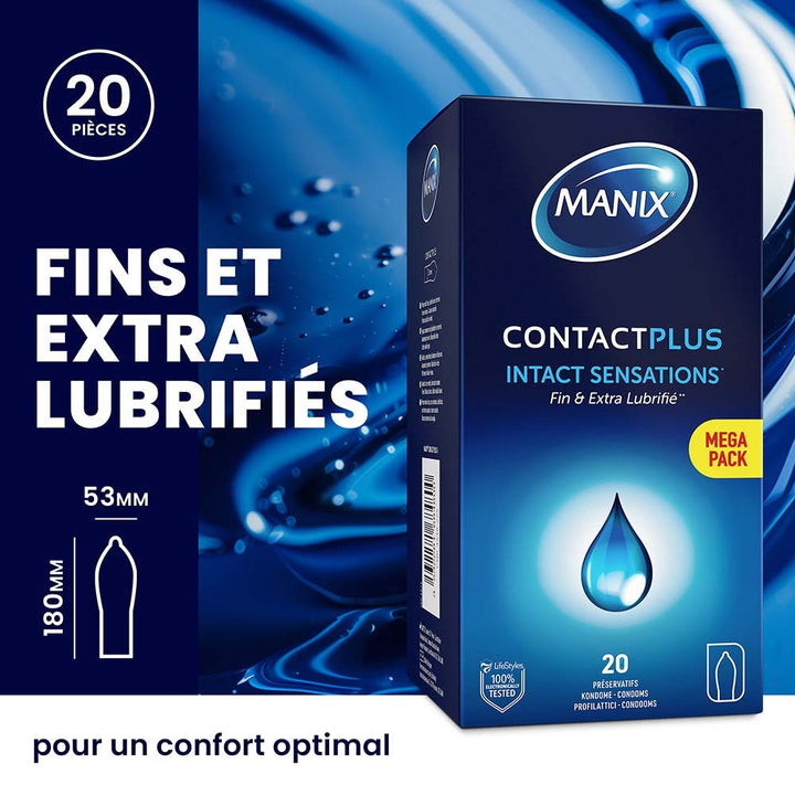 Manix Contact Plus Thin condoms with extra lubrication x24 - FrenchBeautyHub