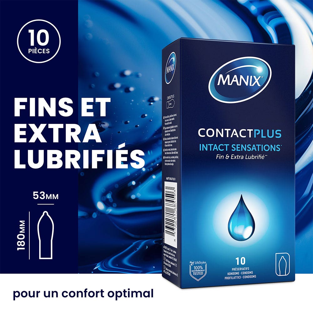 Manix Contact Plus Thin condoms with extra lubrication 10 units - FrenchBeautyHub