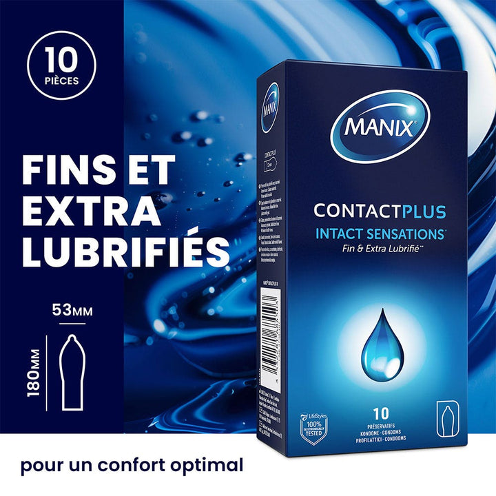 Manix Contact Plus Thin condoms with extra lubrication 10 units - FrenchBeautyHub