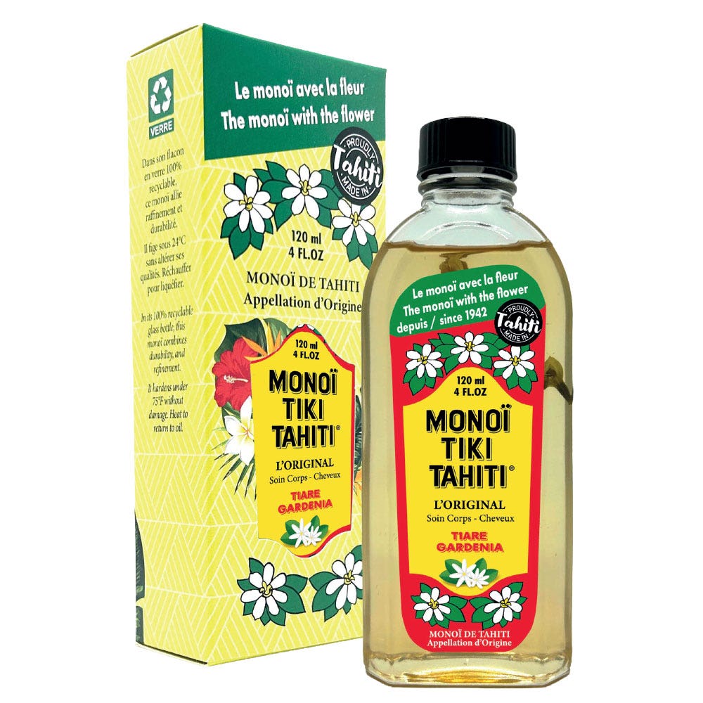 Tiki Monoï De Tahiti Tiare Gardenia Corps et cheveux 120ml (4.06fl oz) - FrenchBeautyHub
