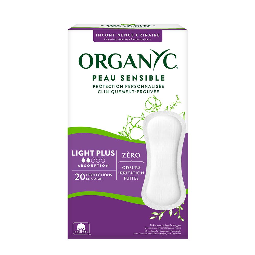 Organyc Panty liners for urinary leakage for light incontinence plus x 20 - FrenchBeautyHub