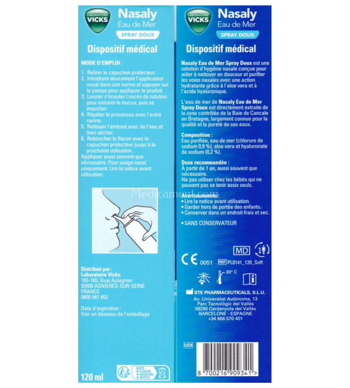 Nasaly Eau De Mer Spray Doux 120ml (4.06 fl oz)