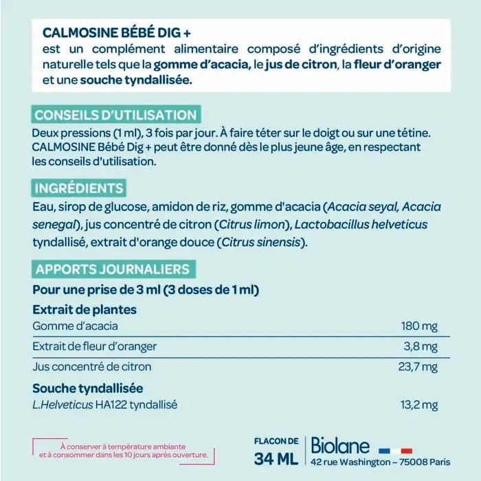 Calmosine Baby Dig+ oral gel baby digestive comfort 34ml (1.15 fl oz)