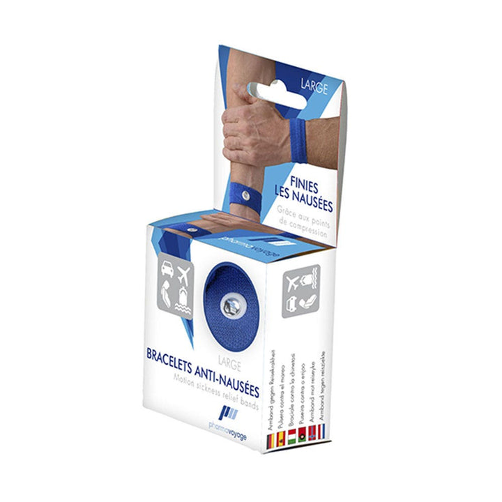 Pharmavoyage Large Anti Nausea Wristbands For Adults Blue 1 Pair