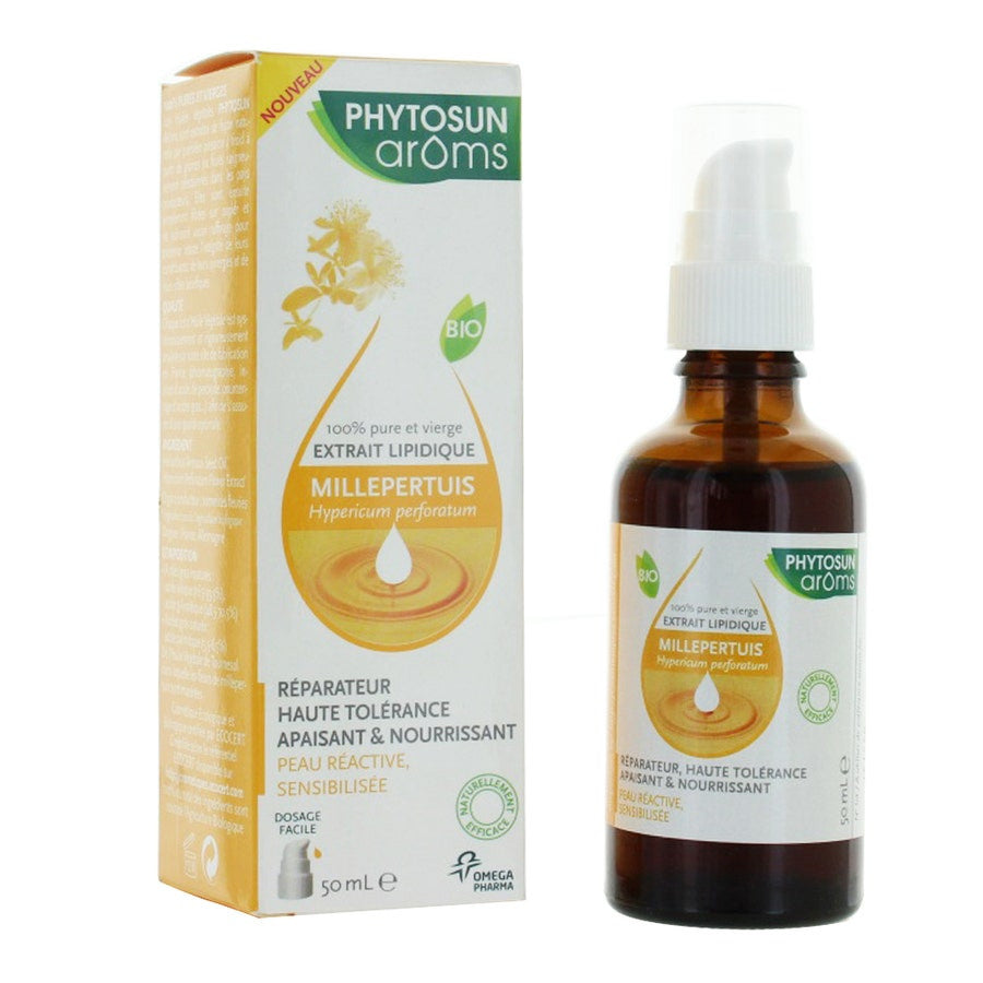 Huile végétale de millepertuis bio Phytosun Aroms Peaux sensibles réactives 50 ml 