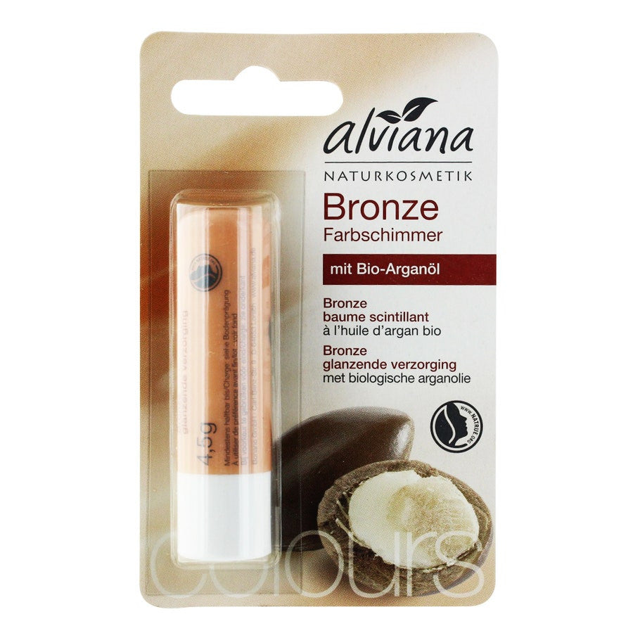 Baume à lèvres Alviana Bronze 4,5 g (0,15 oz) à l'huile d'argan biologique 