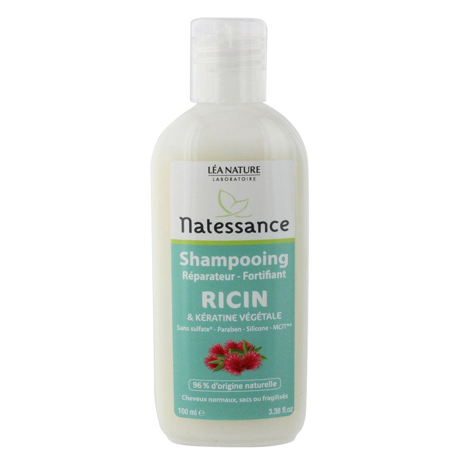 Natessance Shampoing Réparateur et Fortifiant à l'Huile de Ricin pour Cheveux Normaux à Secs 100 ml 